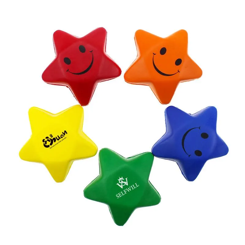 10 Smiley Five-Pointed Star Pressure Balls