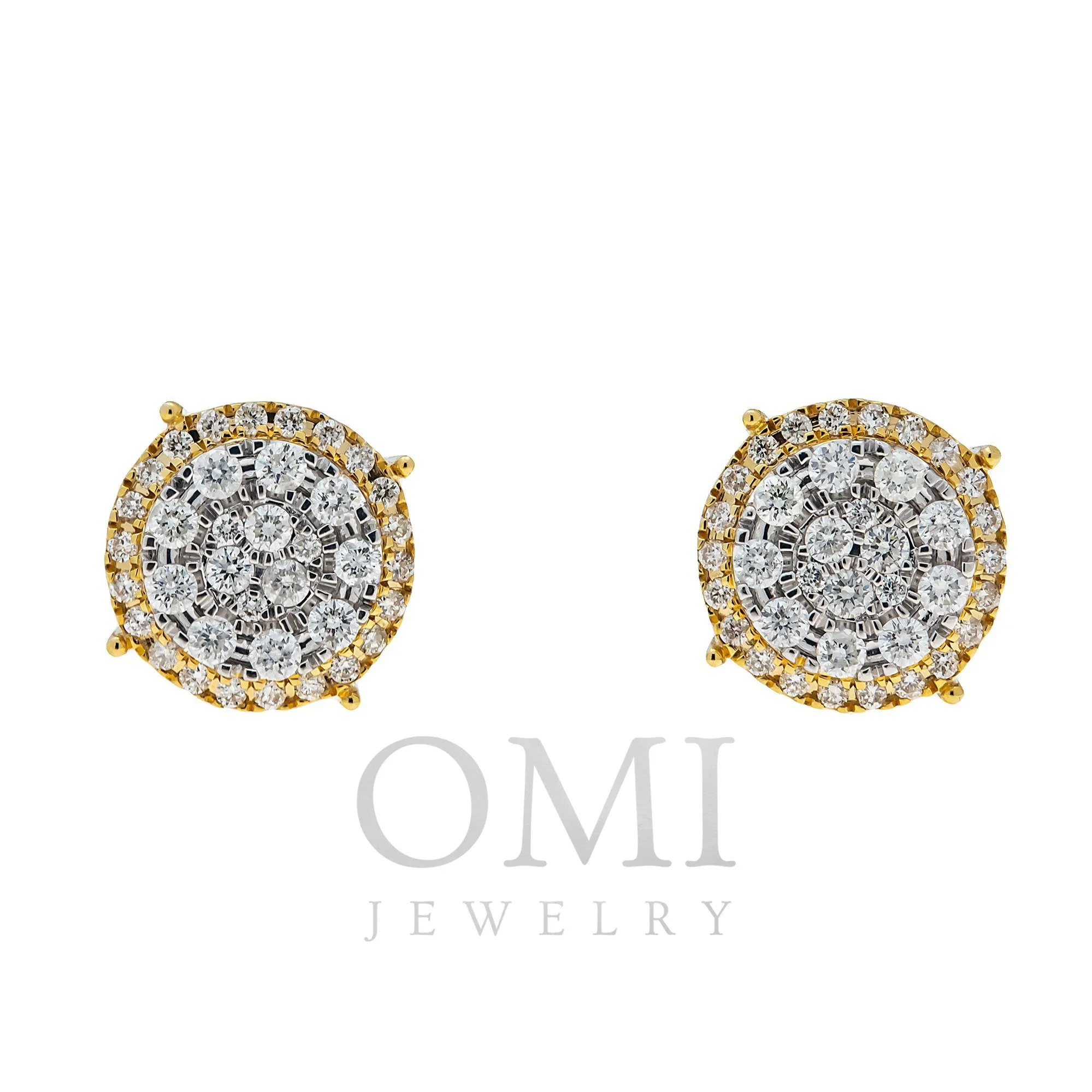 10K GOLD ROUND DIAMOND CLUSTER EARRINGS 1.19 CTW