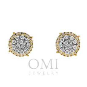 10K GOLD ROUND DIAMOND CLUSTER EARRINGS 1.19 CTW