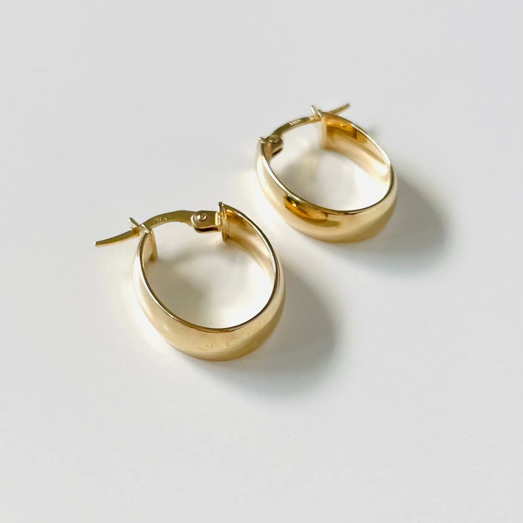 14K Oval Hoops