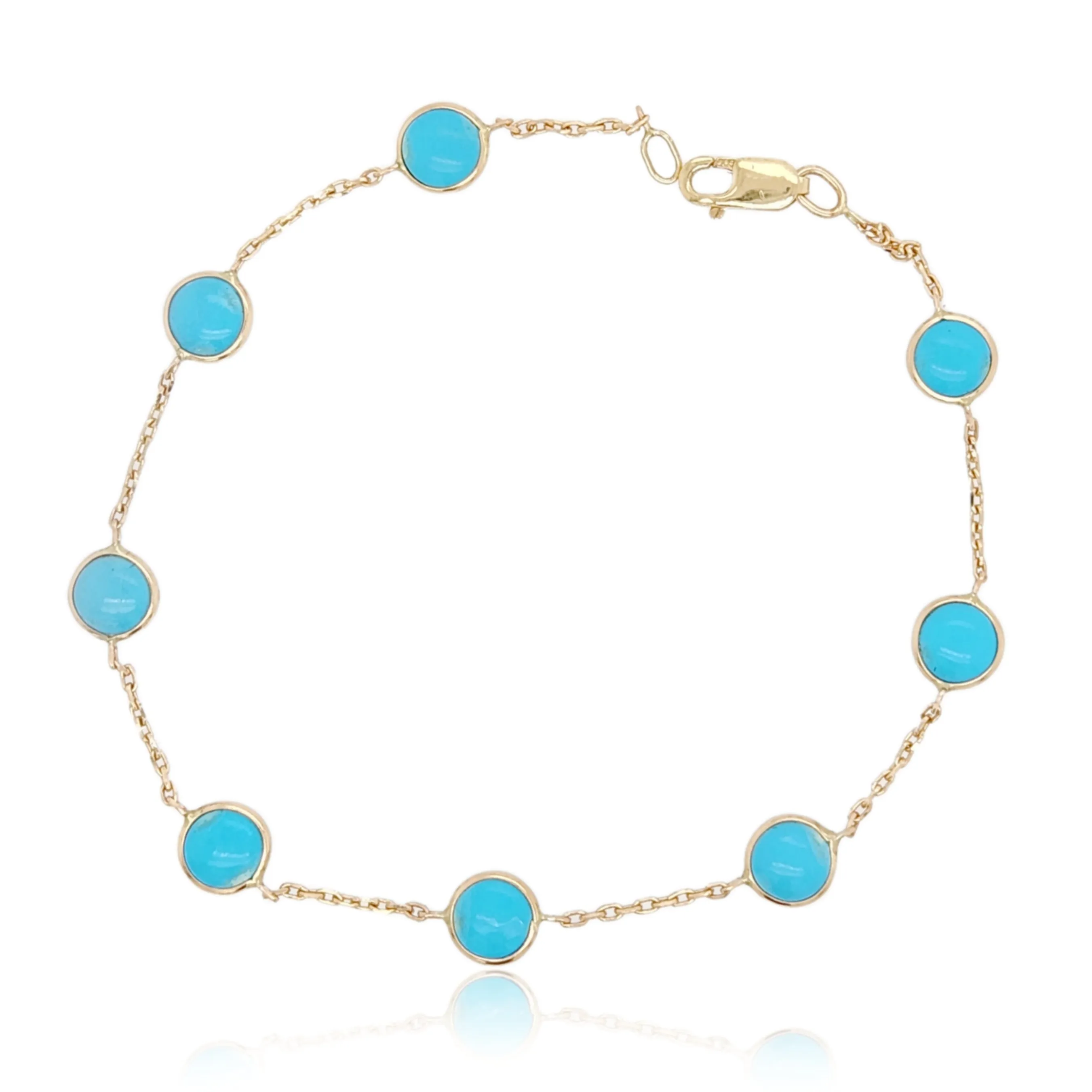 14K Turquoise Station Bracelet