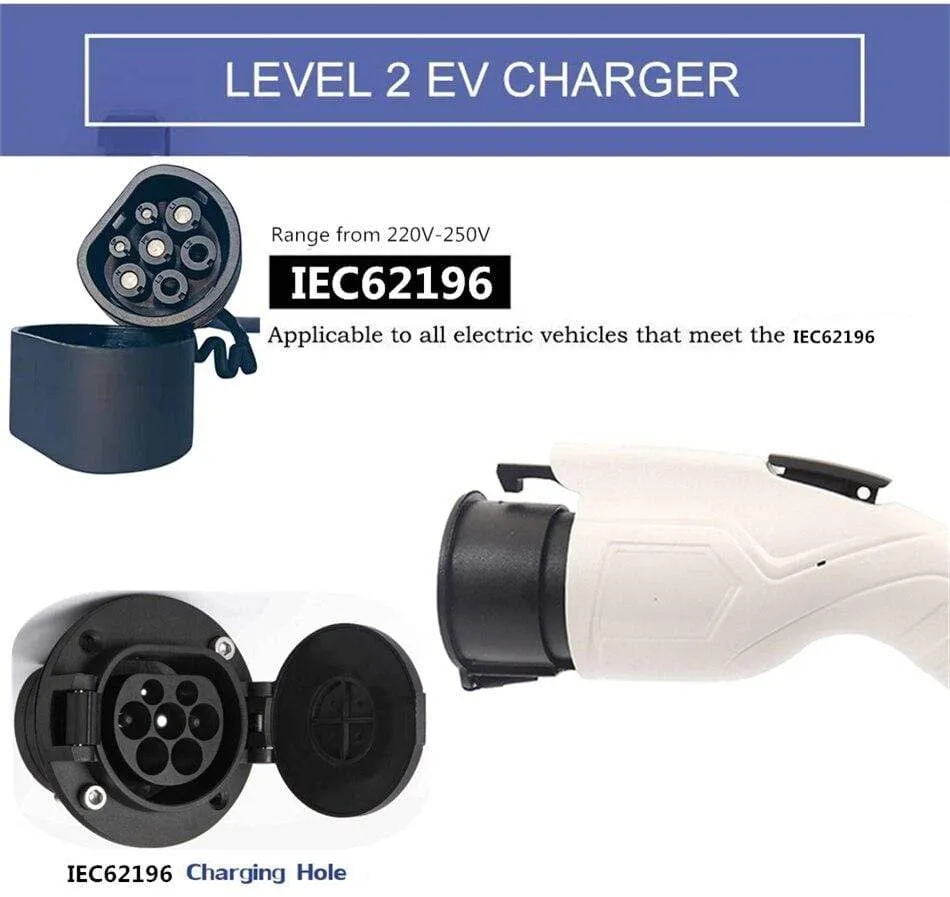 16A Type 2 Portable EV Charger Adapter IEC62196 Convertor EVSE Home Electric Vehicle Car Charging Station Single Phase 220V-250V