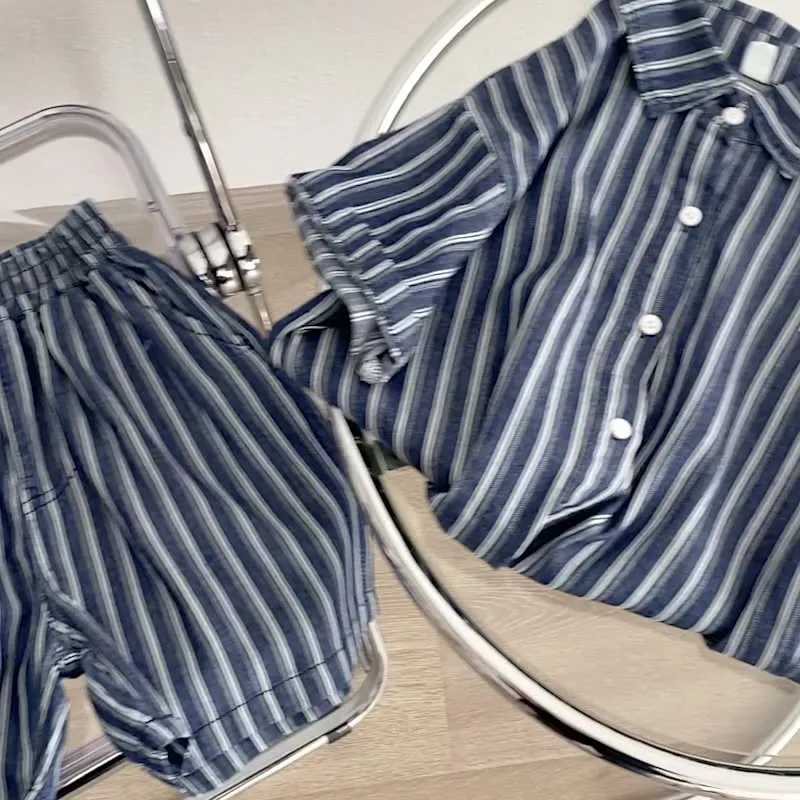 2 Pieces Set Baby Kid Boys Striped Shirts And Shorts