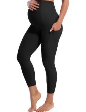 22" Side Pockets Maternity Yoga Pants black