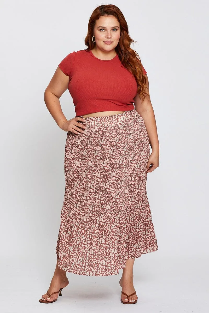 Abstract Print High Waist Maxi Skirt