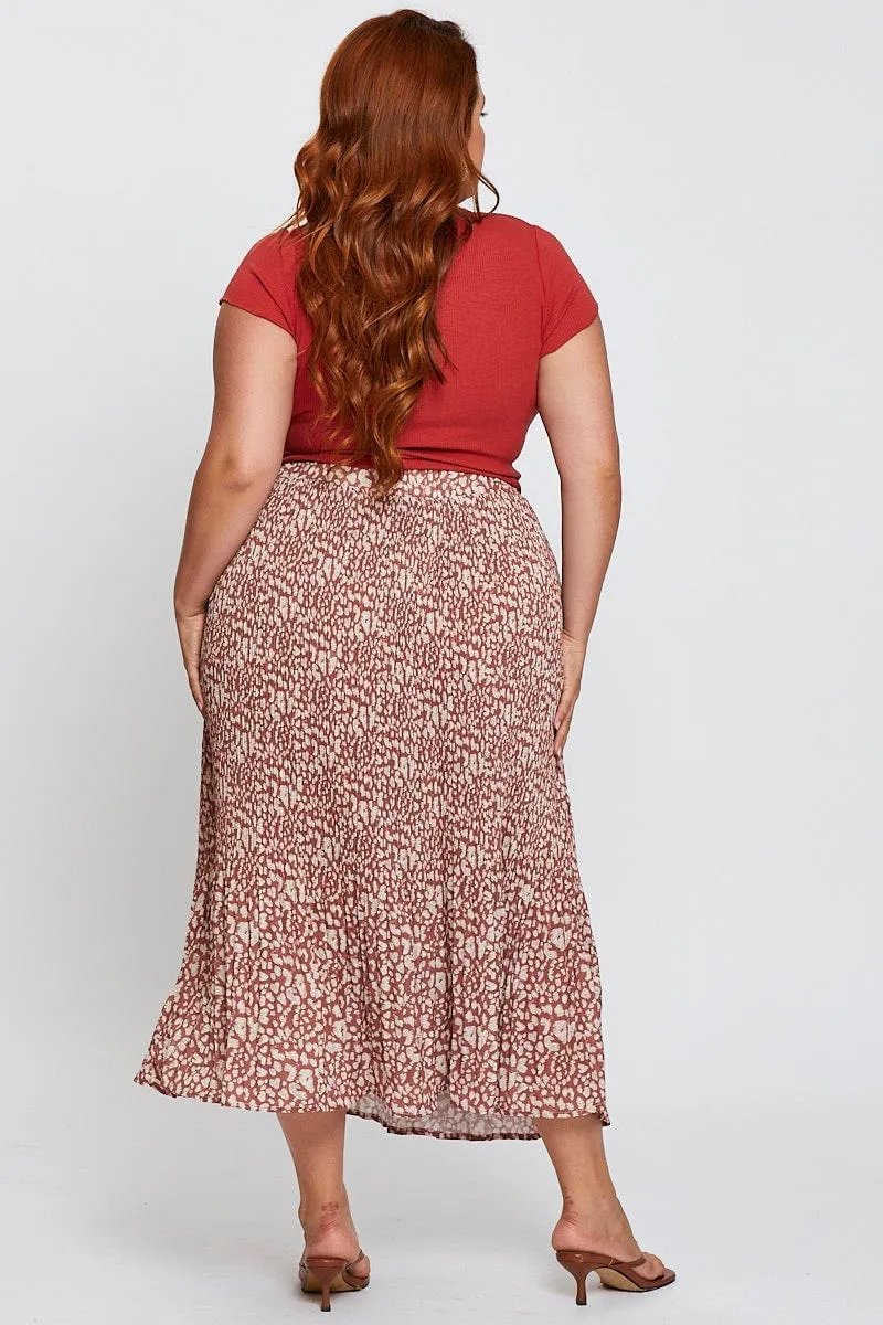 Abstract Print High Waist Maxi Skirt