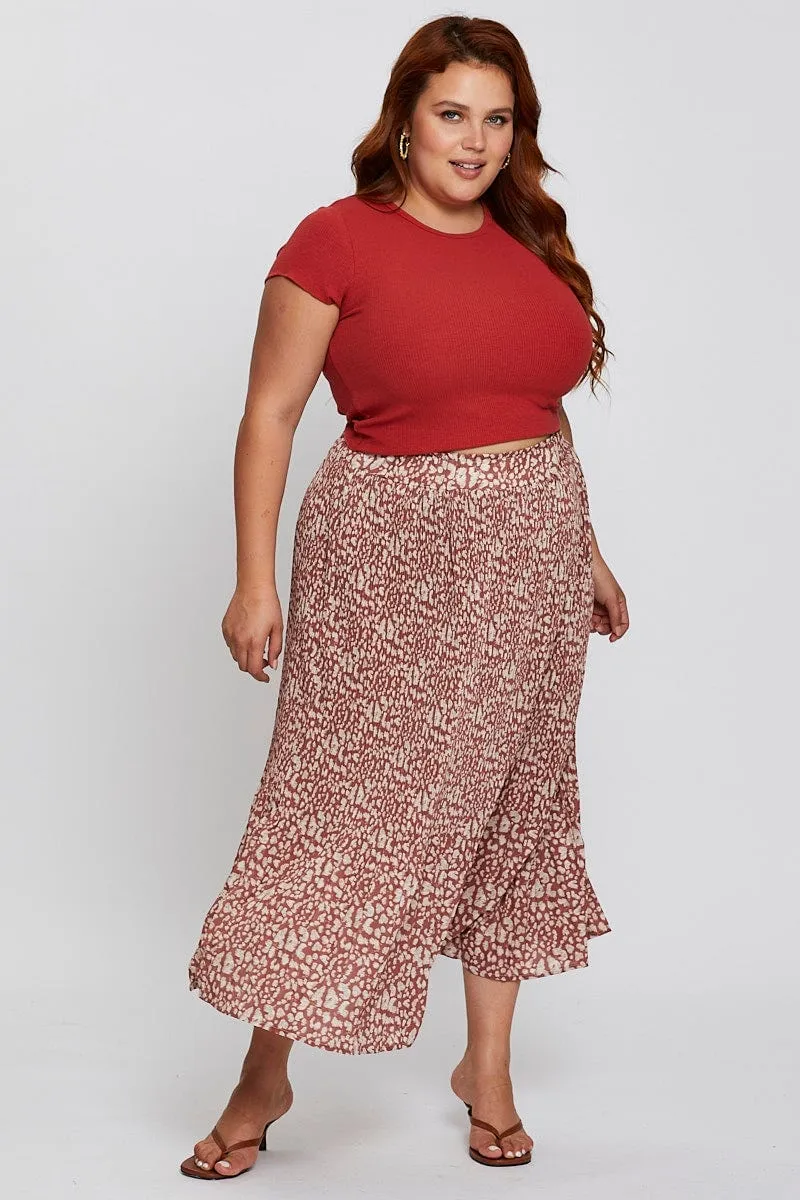 Abstract Print High Waist Maxi Skirt