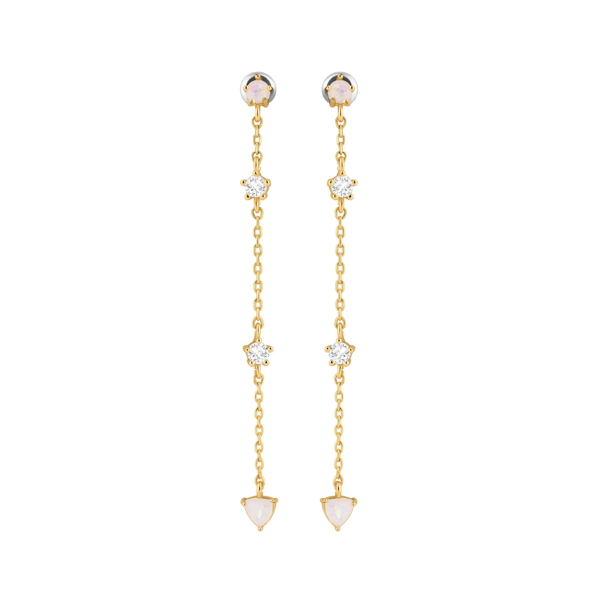 Accessorize London Women's Z Real Gold Plated Cubic Zirconia Opal Long Drop Earrings