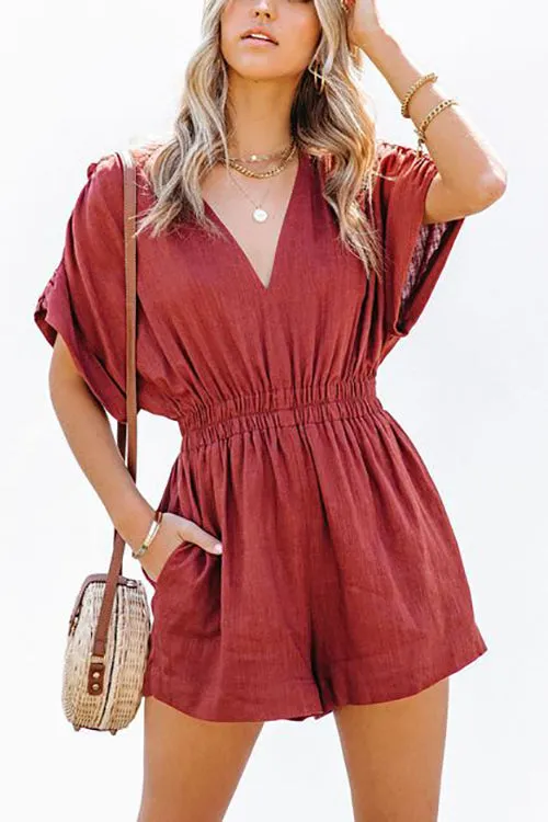 Any Occasion V Neck Bat Romper