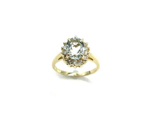 Aquamarine Diamond Halo Ring