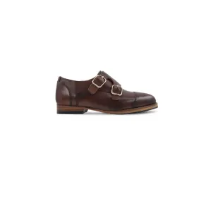 Ardath - Kid's Brown Patina Calf Leather Double Monkstrap (5-12 Year's Old)