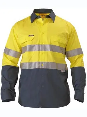 Bisley Hi Vis 2 Tone Cool Vented Taped Long Sleeve Drill Shirt BS6896