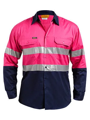 Bisley Hi Vis 2 Tone Cool Vented Taped Long Sleeve Drill Shirt BS6896