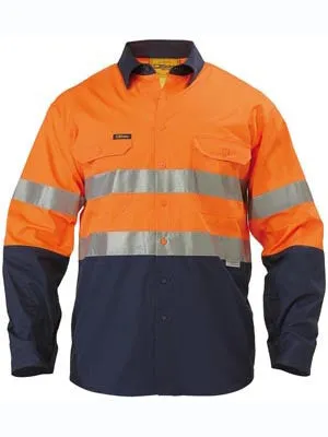 Bisley Hi Vis 2 Tone Cool Vented Taped Long Sleeve Drill Shirt BS6896