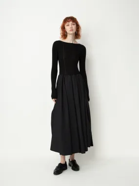 Black-Wool Bud Layer Dress