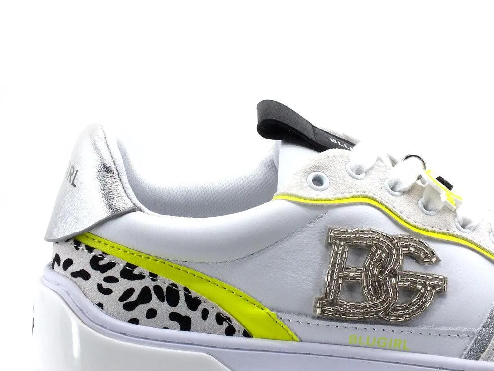 BLUGIRL Blumarine Wow 01 Sneaker Glitter Bianco Yellow Fluo 6A2509PX106