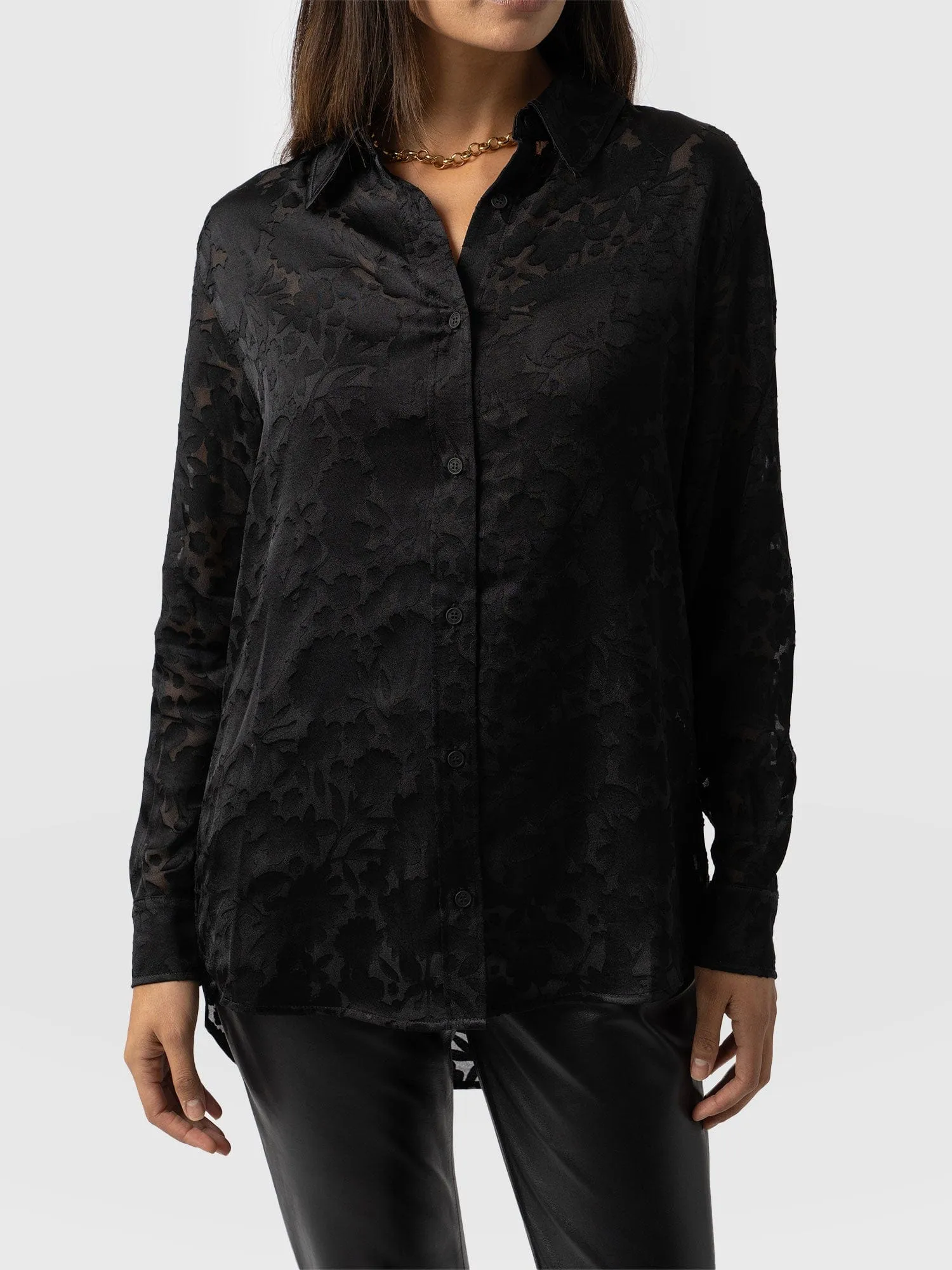 Boyfriend Shirt - Black Burnout