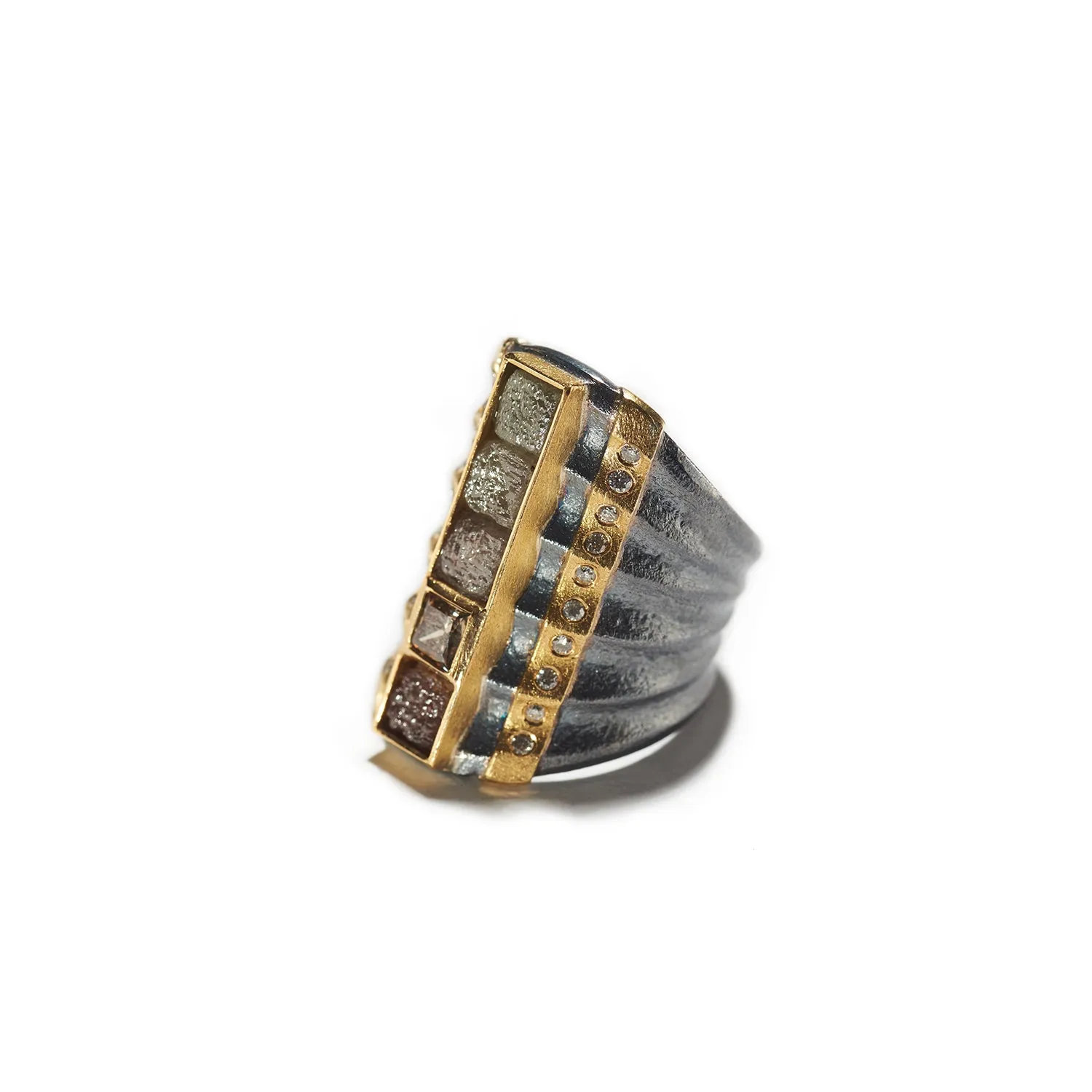 Brown Diamond Row Ring