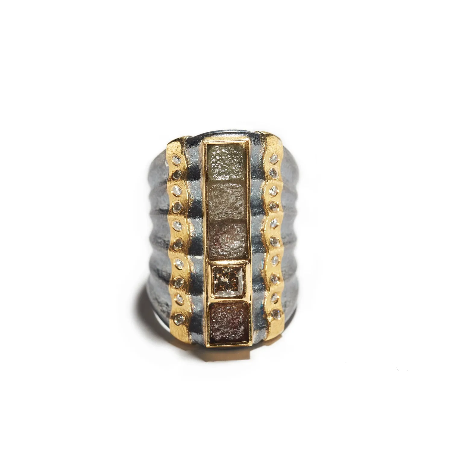 Brown Diamond Row Ring