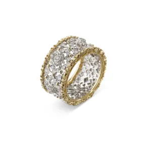 Buccellati - Opera - Full Pave Eternelle Band Ring with Diamonds, 18k White and Yellow Gold