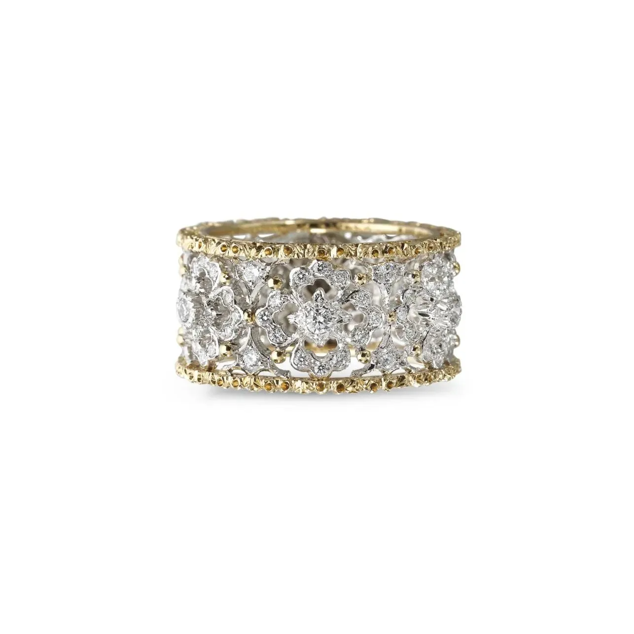 Buccellati - Opera - Full Pave Eternelle Band Ring with Diamonds, 18k White and Yellow Gold