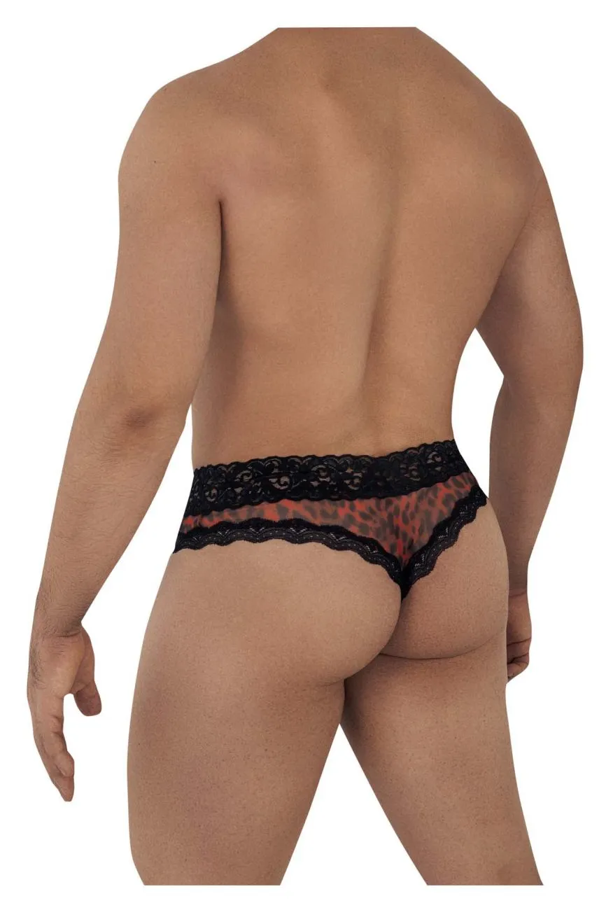 CandyMan 99596 Mesh-Lace Thongs Color Leopard Print