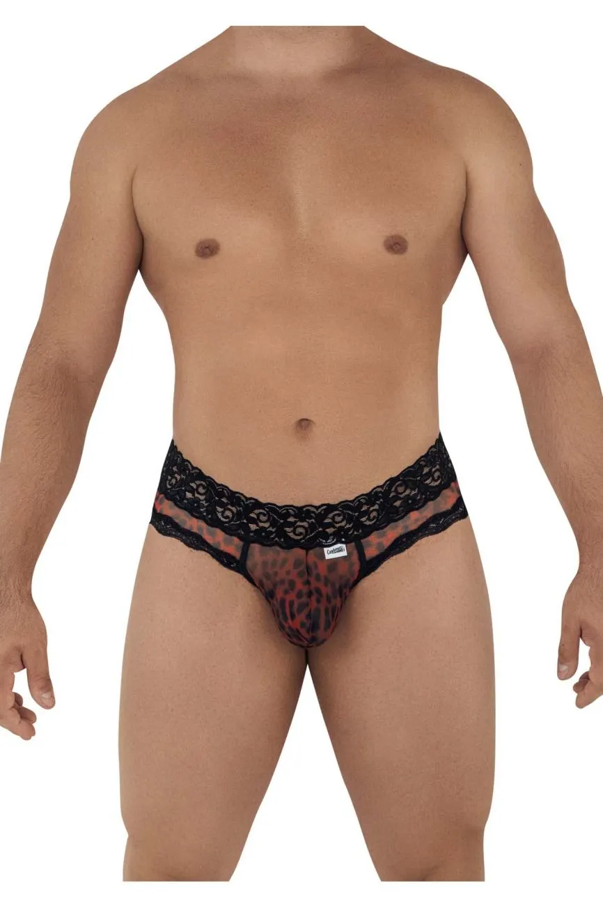 CandyMan 99596 Mesh-Lace Thongs Color Leopard Print