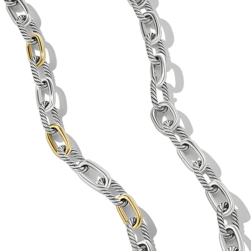 DY Madison Chain Necklace in Sterling Silver with 18K Yellow Gold, 11MM