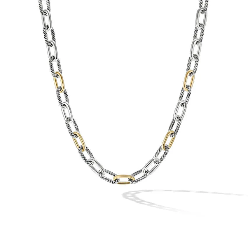 DY Madison Chain Necklace in Sterling Silver with 18K Yellow Gold, 11MM