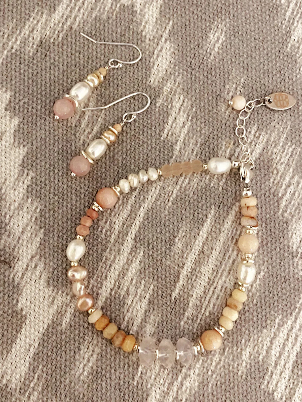 Embrace Rose Quartz & Pearl Dangles by Anne Vaughan