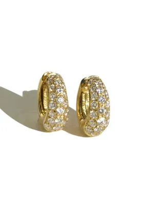 Garavelli 18k Yellow Gold Diamond Huggie Earrings