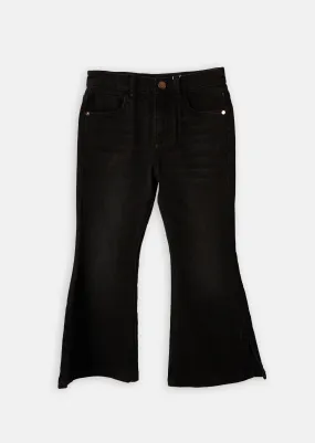 Girls Black Denim Flare Jeans