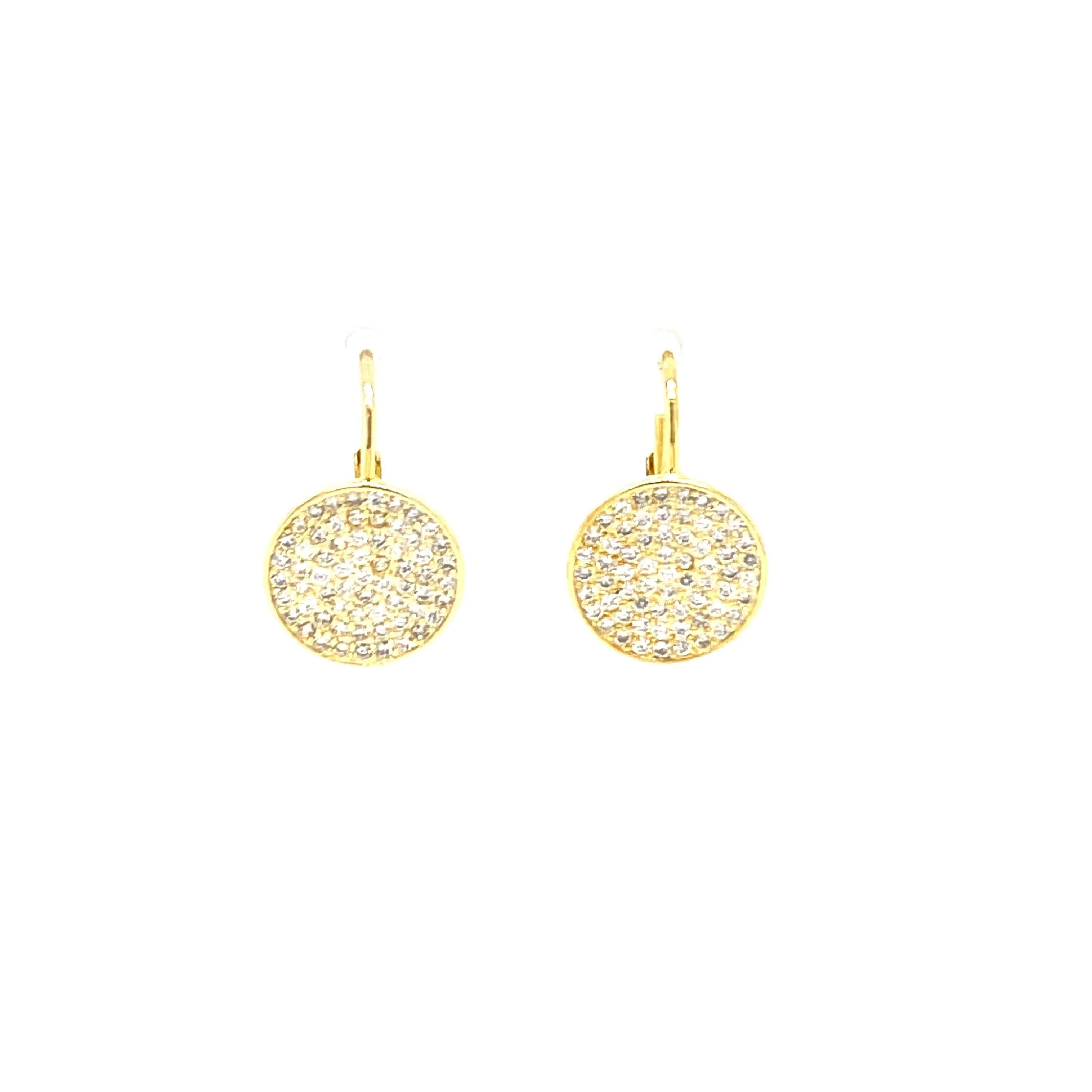 Hanging Earrings With Pave Circle Design