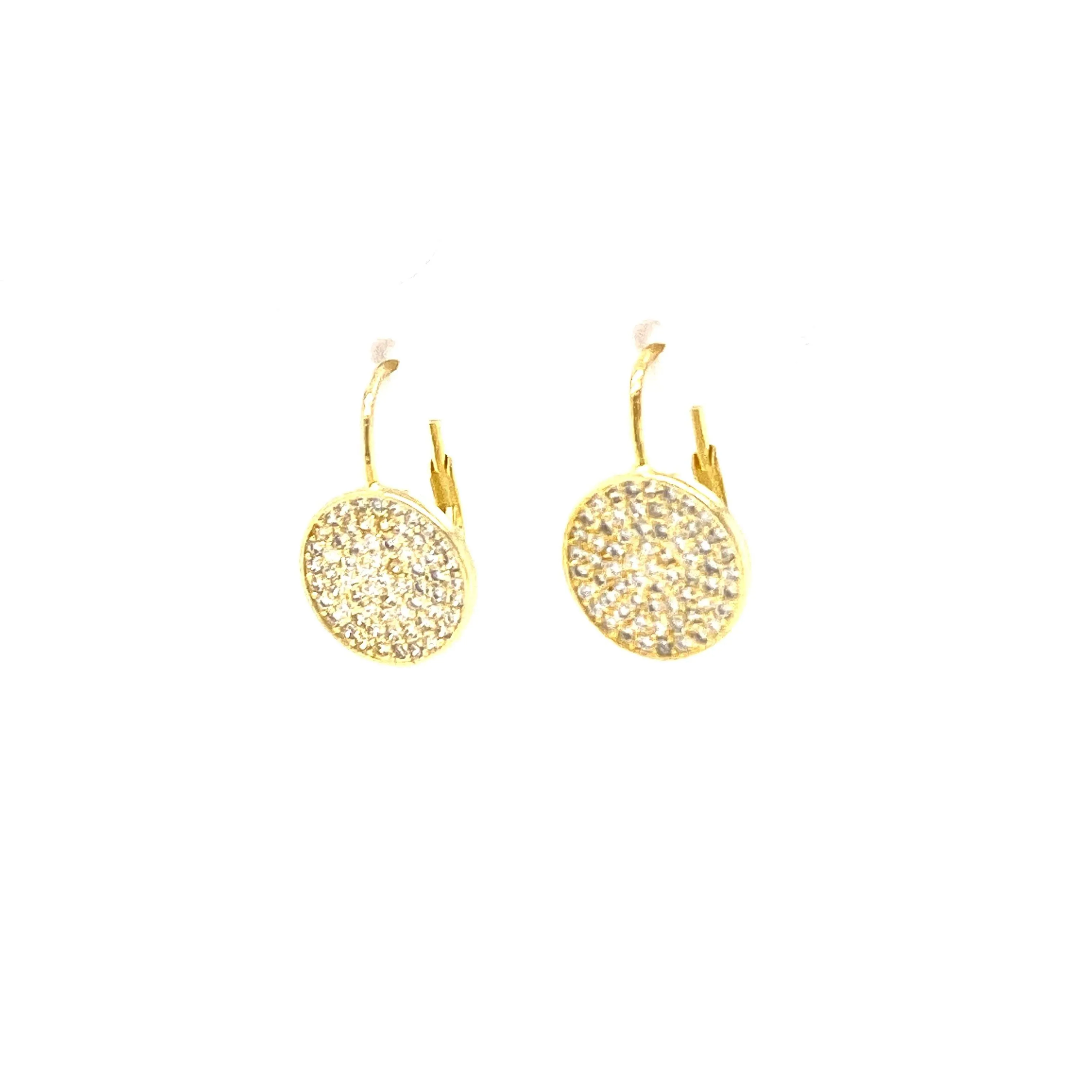 Hanging Earrings With Pave Circle Design