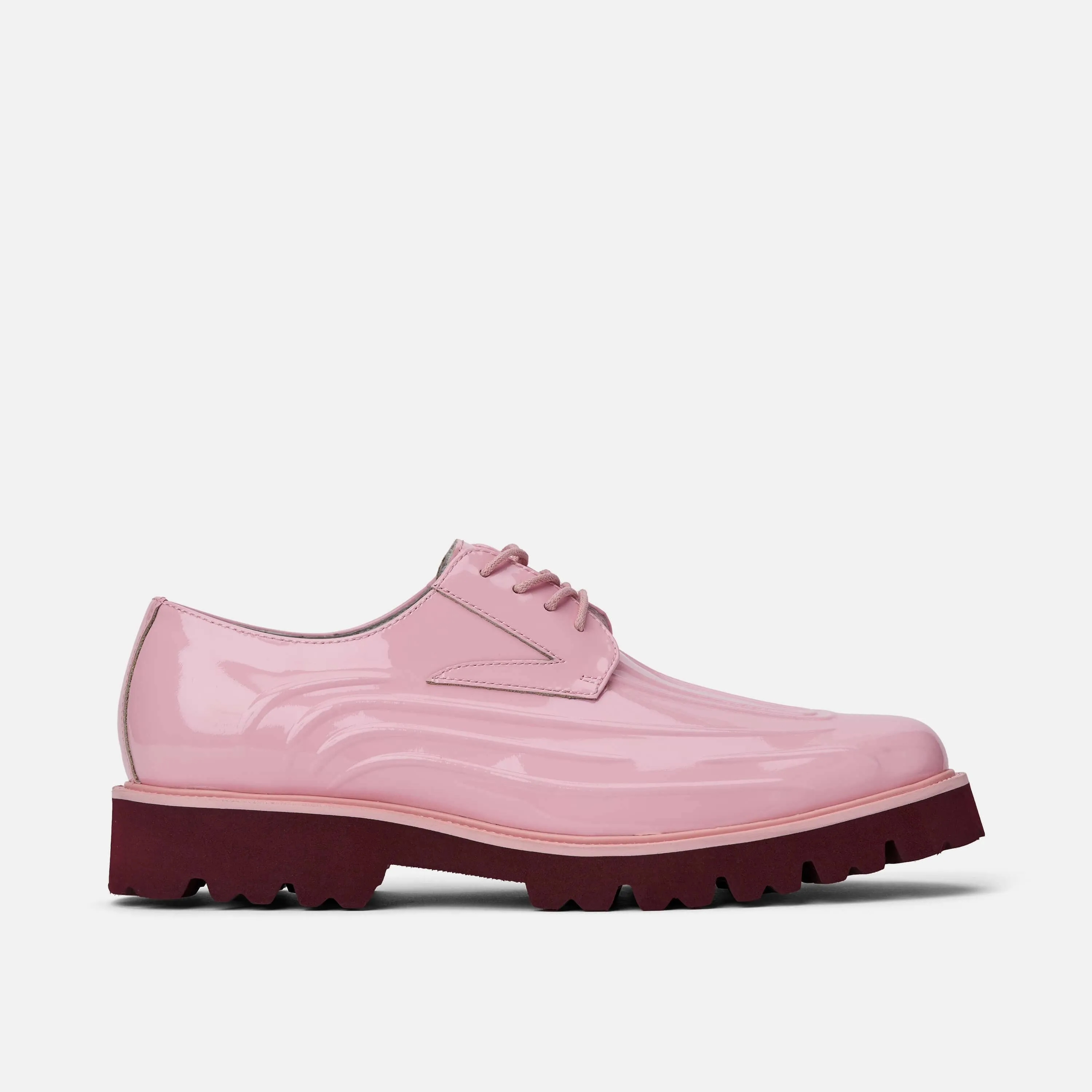 Jayden Pink Patent Leather Lug Sole Derby Shoes