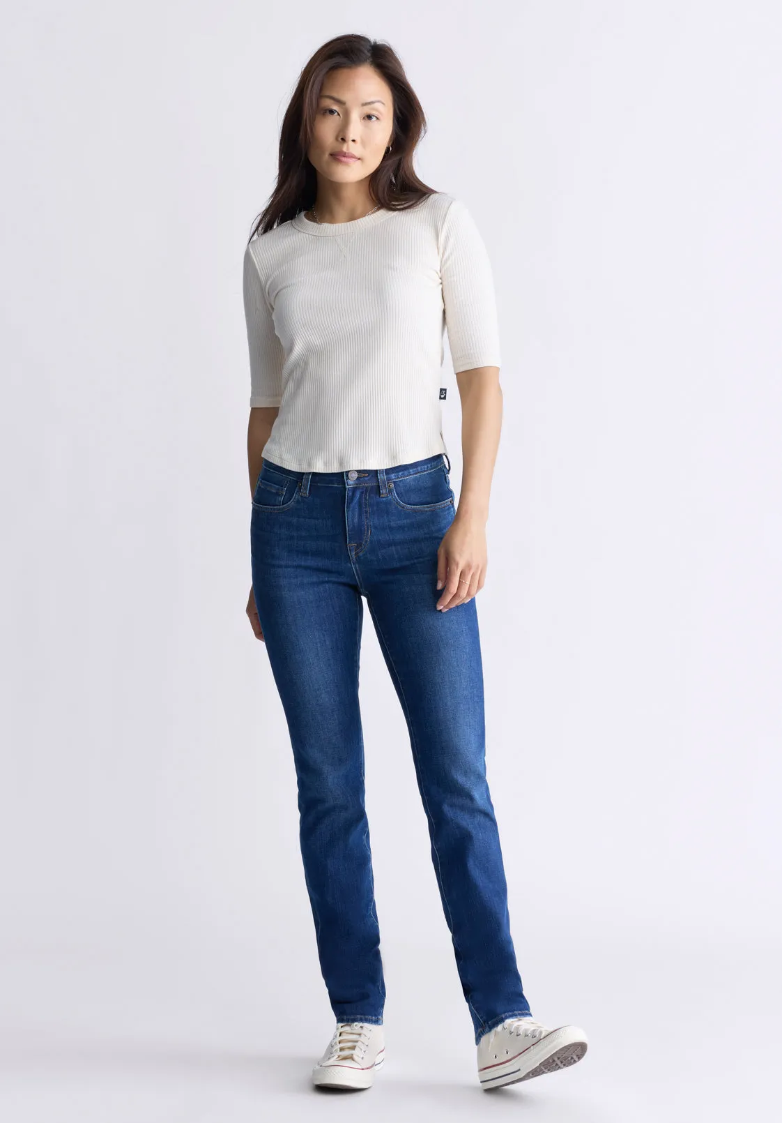 Mid Rise Slim Carrie Women's Jeans, Contrasting Indigo  - BL15999