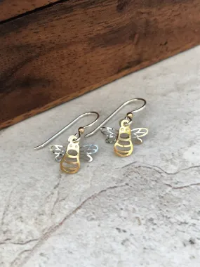 Mixed Metal Bee Earrings by Sienna Sky