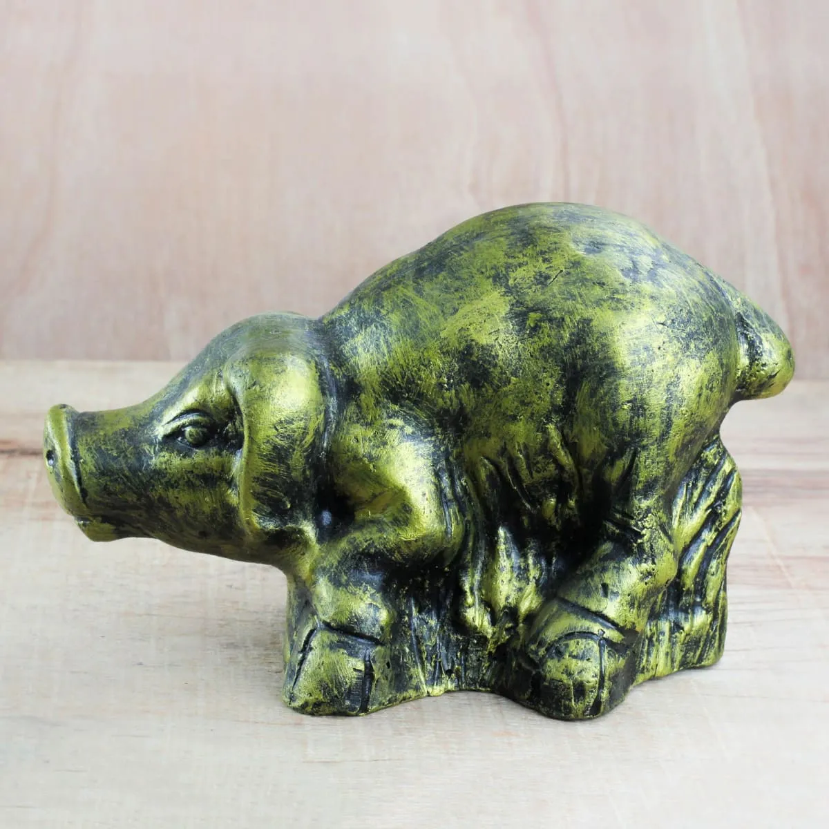 Novica Crouching Pig Ceramic Sculpture