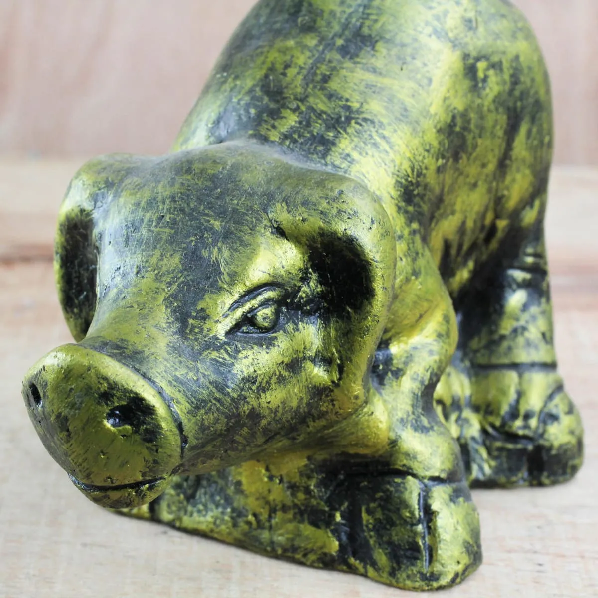 Novica Crouching Pig Ceramic Sculpture