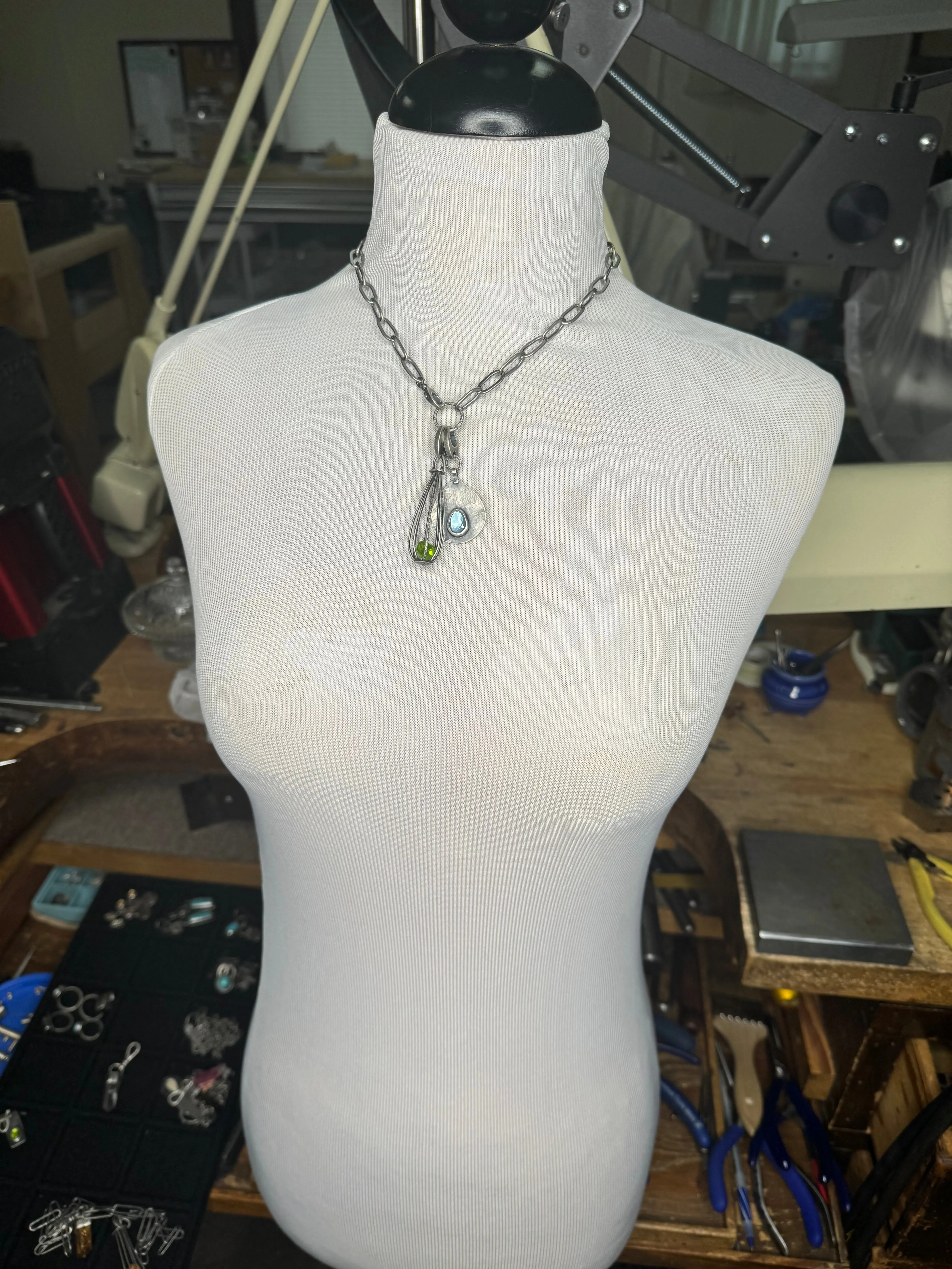 Oxidized Silver Chain Choker - 16