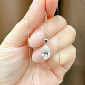 Pear Moissanite Necklace 18K