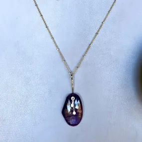 Pendulum dots freeform plum sapphire necklace 