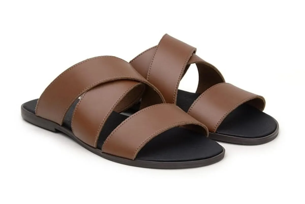 'Rimini' vegan leather men's sandal by Vincente Verde - cognac