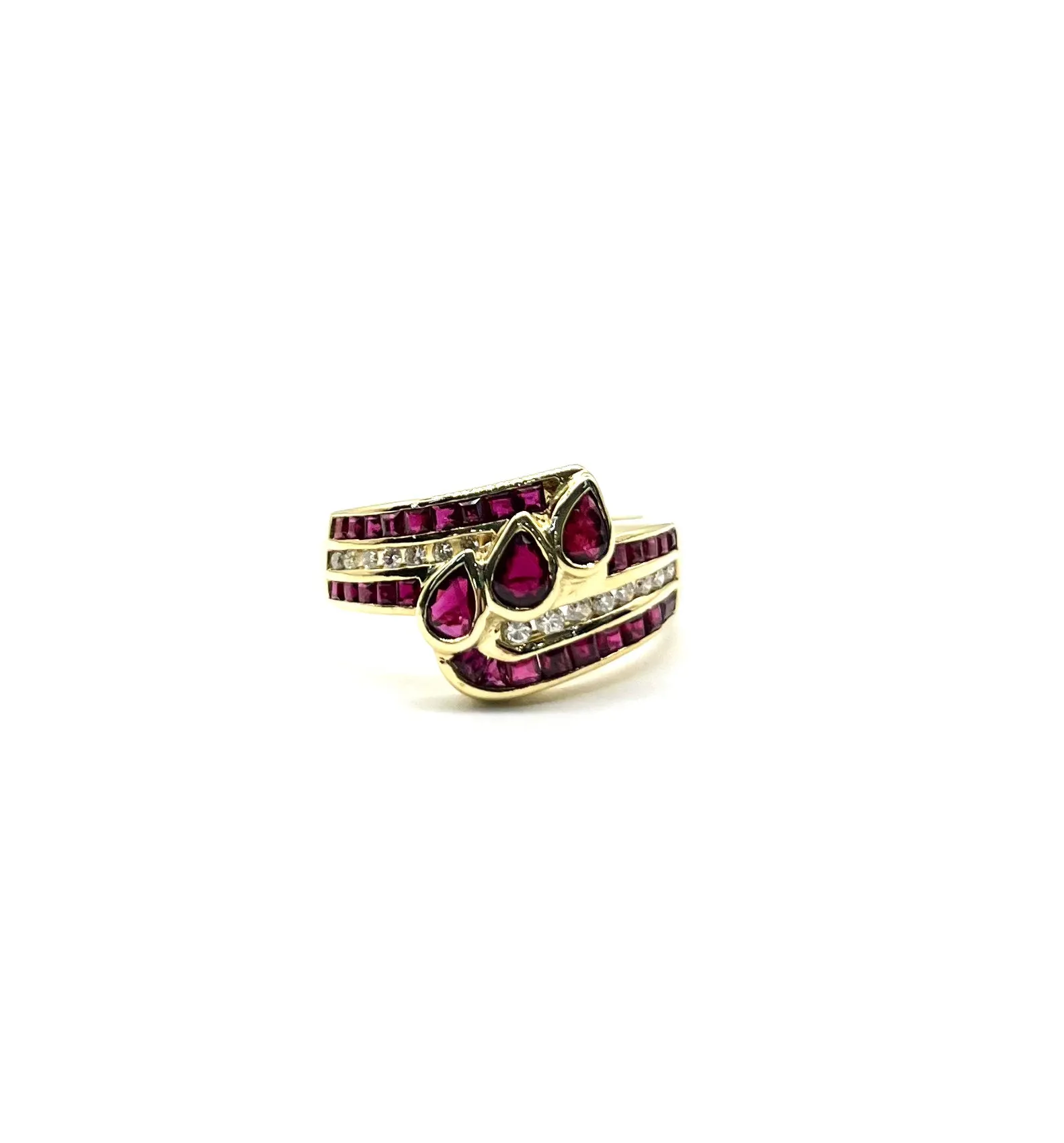 Ruby and Diamond Bypass Ring