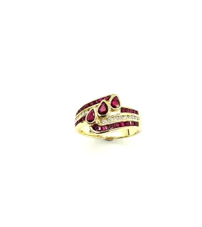 Ruby and Diamond Bypass Ring