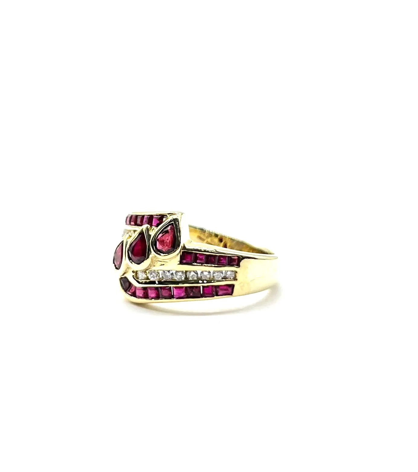 Ruby and Diamond Bypass Ring