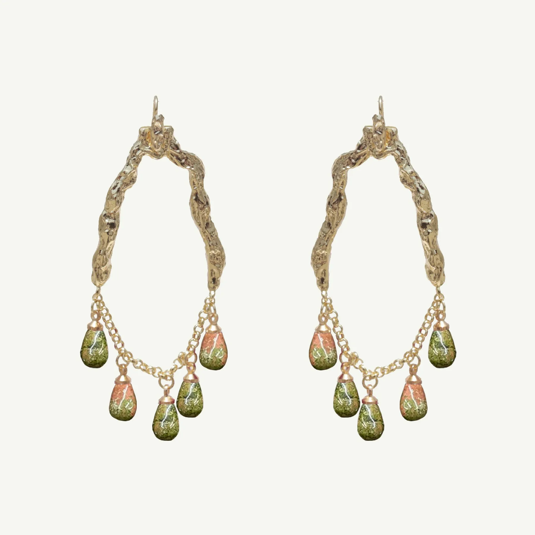 Selene Unakite Jasper Earrings Large