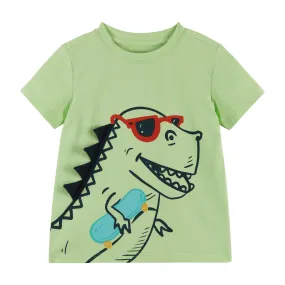 Skateboarding Dino Print Tee | Green