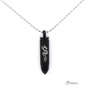 Stainless Steel Openable Bullet Pendant with Dragon Pattern - Keepsake | Memorial