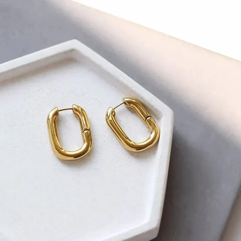 Trendy Korean Hoop Earring with Gold Plating